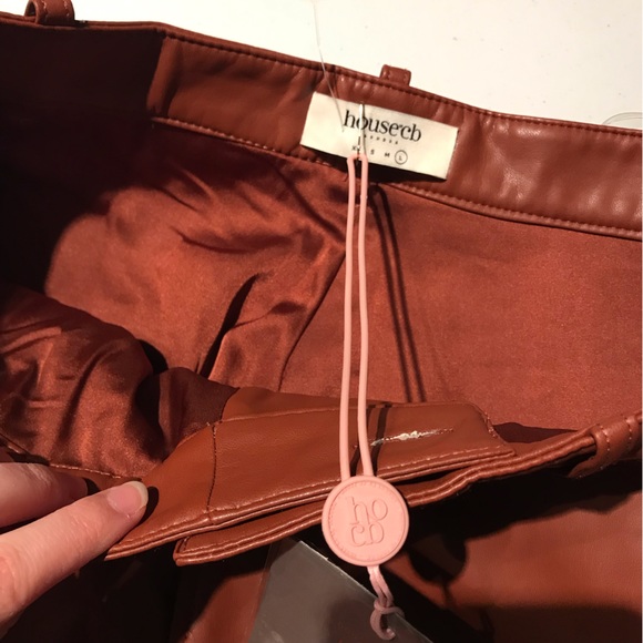 NWT House of CB Inaya Stretch Vegan Leather Trousers in Brown Size Large - Picture 12 of 16